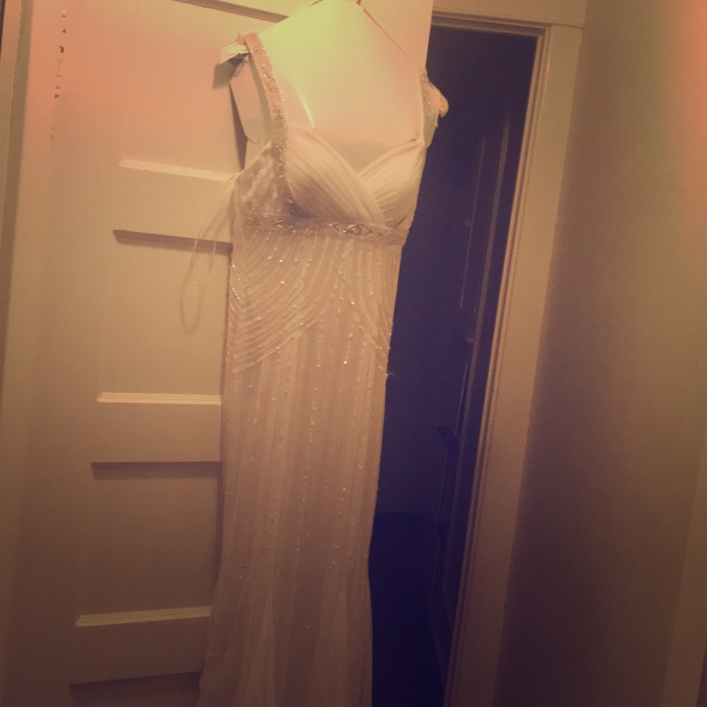 Long white sequined prom/wedding dress